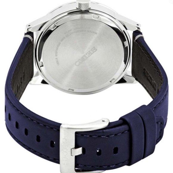 Seiko Quartz Blue Dial Blue Leather Men's Watch - Picture 3 of 3
